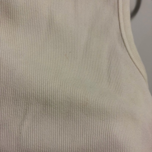 White Ribbed Cropped Basic Tank - Picture 3 of 4